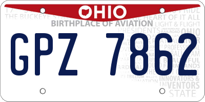 OH license plate GPZ7862