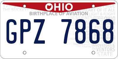 OH license plate GPZ7868