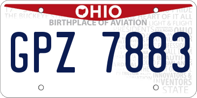 OH license plate GPZ7883