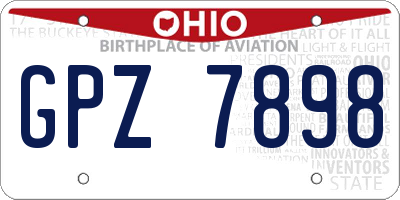 OH license plate GPZ7898