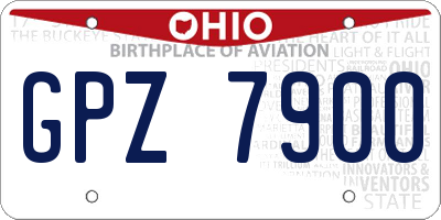 OH license plate GPZ7900