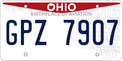 OH license plate GPZ7907