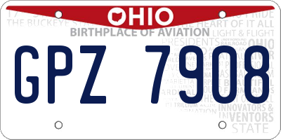 OH license plate GPZ7908