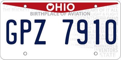 OH license plate GPZ7910