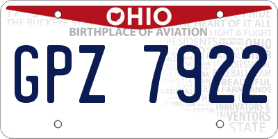 OH license plate GPZ7922