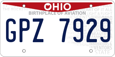 OH license plate GPZ7929