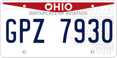 OH license plate GPZ7930