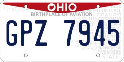 OH license plate GPZ7945