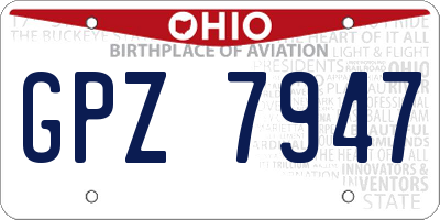 OH license plate GPZ7947