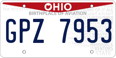 OH license plate GPZ7953