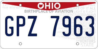 OH license plate GPZ7963