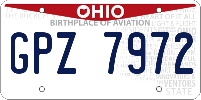 OH license plate GPZ7972