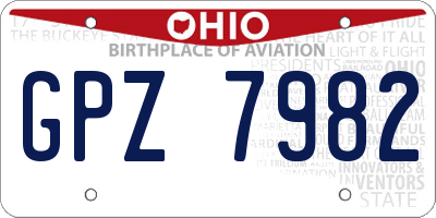 OH license plate GPZ7982
