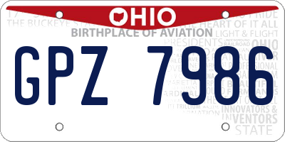 OH license plate GPZ7986