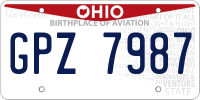 OH license plate GPZ7987