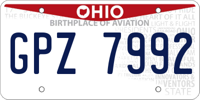 OH license plate GPZ7992