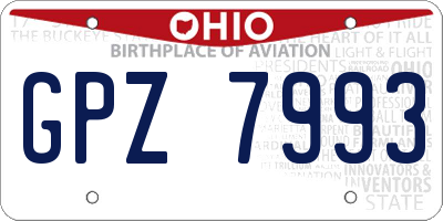 OH license plate GPZ7993