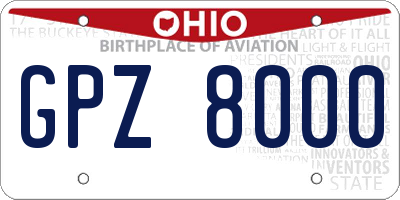 OH license plate GPZ8000