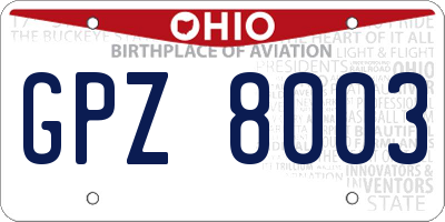 OH license plate GPZ8003
