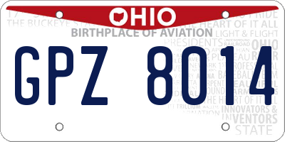 OH license plate GPZ8014