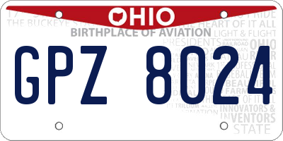 OH license plate GPZ8024