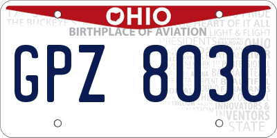 OH license plate GPZ8030