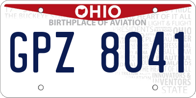 OH license plate GPZ8041