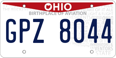 OH license plate GPZ8044