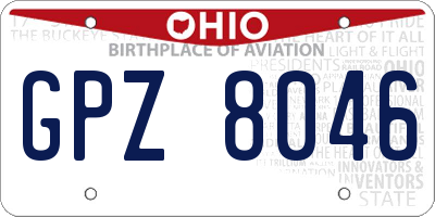 OH license plate GPZ8046