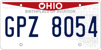 OH license plate GPZ8054