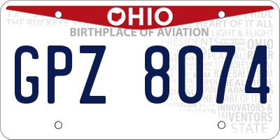 OH license plate GPZ8074