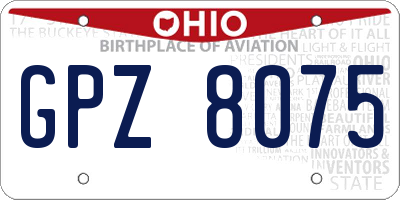 OH license plate GPZ8075