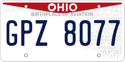 OH license plate GPZ8077