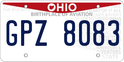OH license plate GPZ8083