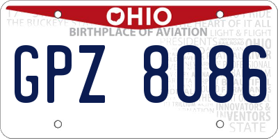 OH license plate GPZ8086