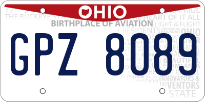 OH license plate GPZ8089