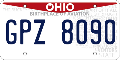 OH license plate GPZ8090
