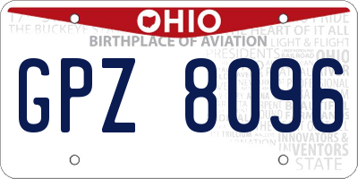 OH license plate GPZ8096