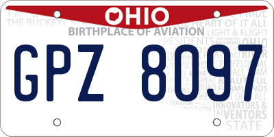 OH license plate GPZ8097