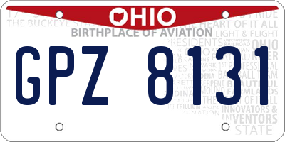 OH license plate GPZ8131