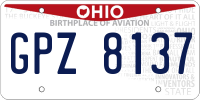 OH license plate GPZ8137