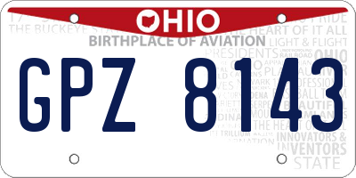 OH license plate GPZ8143