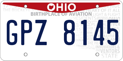 OH license plate GPZ8145