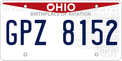 OH license plate GPZ8152