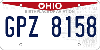 OH license plate GPZ8158