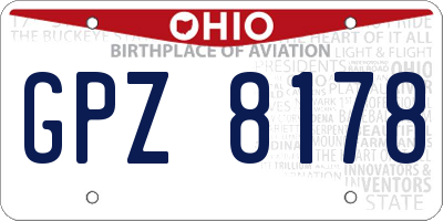 OH license plate GPZ8178