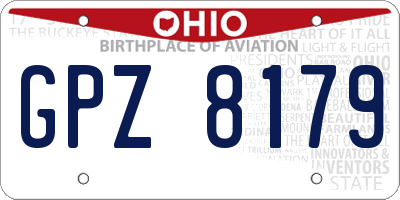 OH license plate GPZ8179