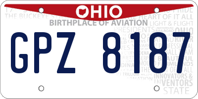 OH license plate GPZ8187