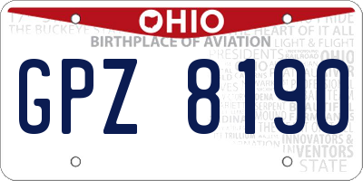 OH license plate GPZ8190