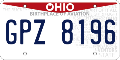 OH license plate GPZ8196